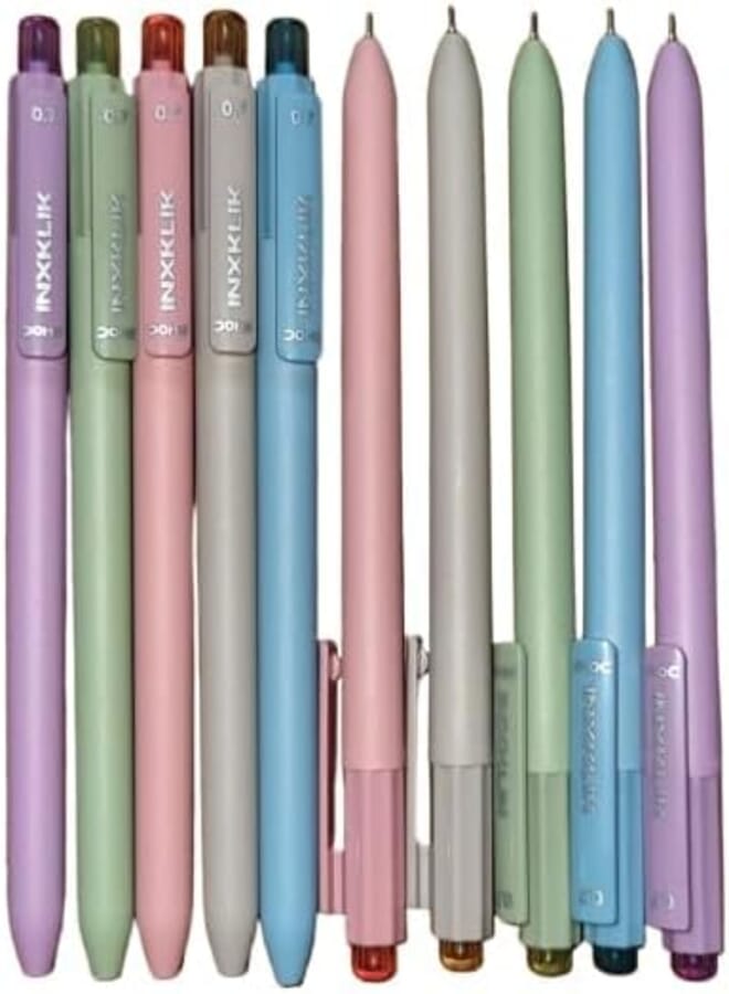 Doms INXKLIK 0.7mm Ballpen-Blue Ink-Pack Of 30| Smooth Click, Non-Fading LV Ink Technology, Textured Grip For Smooth & Long Writing, 5 Vibrant Body Colours